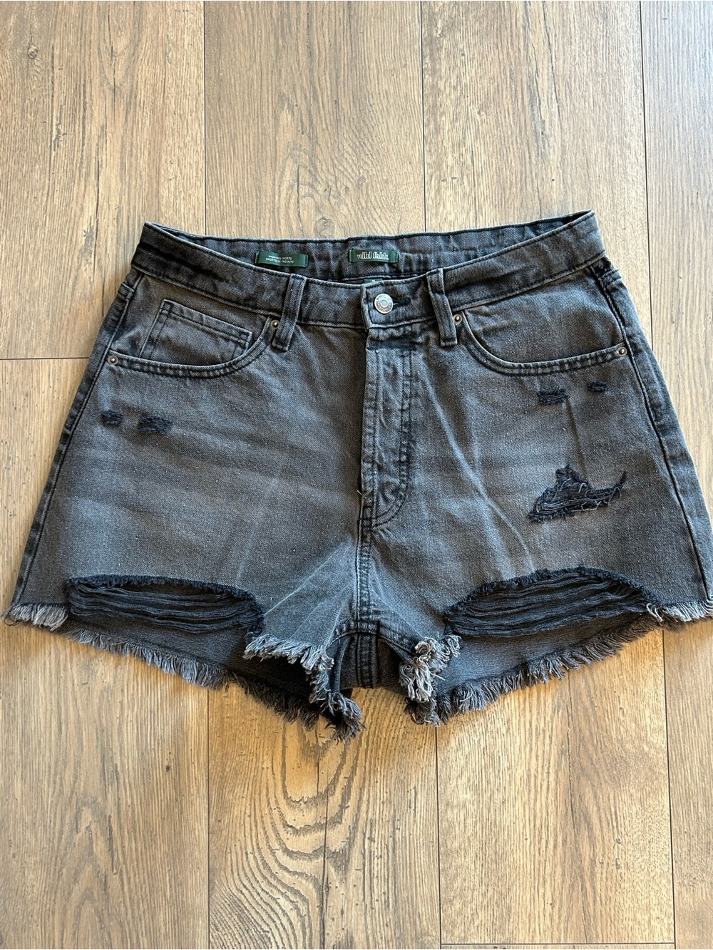 Wild Fable Distressed High-Rise Denim Shorts - Black